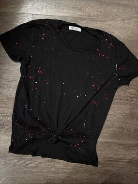 Black Paint-Splatter Knot Tee